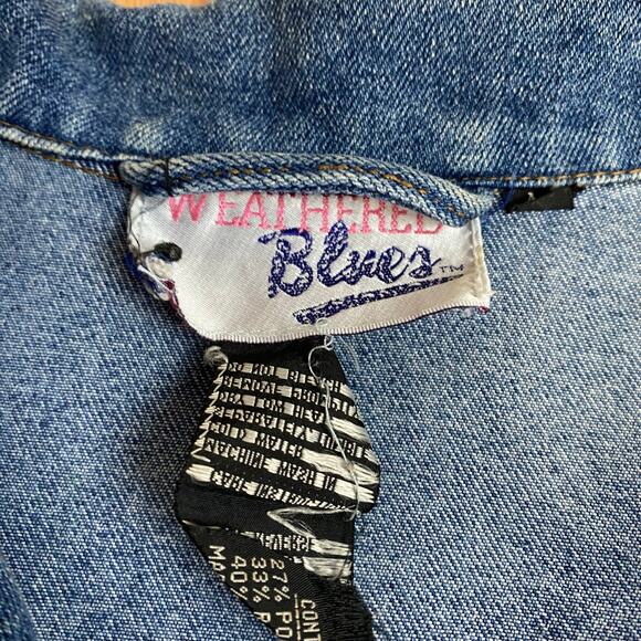 Vintage 80s Denim Weathered Blues Oversized Jacket Coat Workwear Unisex - Picture 6 of 7